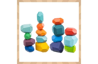 Drewniane klocki – zestaw 16 wytrzymałych klocków dla dzieci