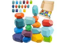 Drewniane klocki – zestaw 16 wytrzymałych klocków dla dzieci