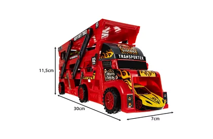 Ciężarówka z przyczepą do transportu pojazdów + 6 samochodów