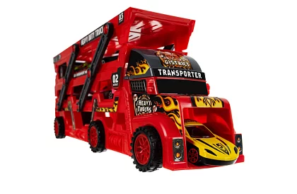 Ciężarówka z przyczepą do transportu pojazdów + 6 samochodów