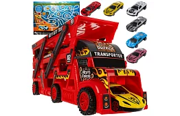 Ciężarówka z przyczepą do transportu pojazdów + 6 samochodów