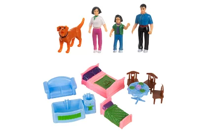 Składany domek dla lalek z meblami