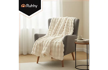 Ciepły aksamitny biały koc 160 × 100 cm