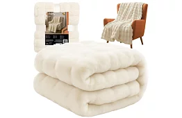 Ciepły aksamitny biały koc 160 × 100 cm