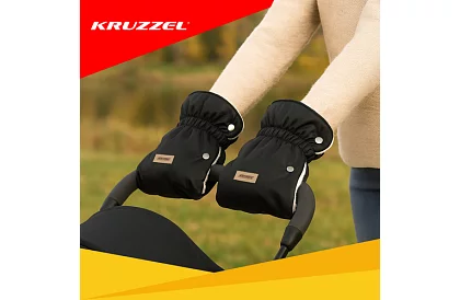 Czarny rękawnik - ciepłe rękawice na wózek