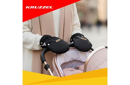 Czarny rękawnik - ciepłe rękawice na wózek