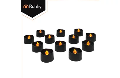 LED czarne świece z efektem płomienia 3,6 × 3 cm – zestaw 12 sztuk