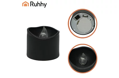 LED czarne świece z efektem płomienia 3,6 × 3 cm – zestaw 12 sztuk