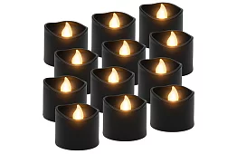LED czarne świece z efektem płomienia 3,6 × 3 cm – zestaw 12 sztuk