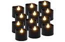 LED czarne świece z efektem płomienia 3,6 × 3 cm – zestaw 12 sztuk