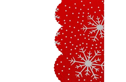 Długi czerwony bieżnik świąteczny z płatkami śniegu – 150 x 35 cm