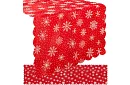 Długi czerwony bieżnik świąteczny z płatkami śniegu – 150 x 35 cm