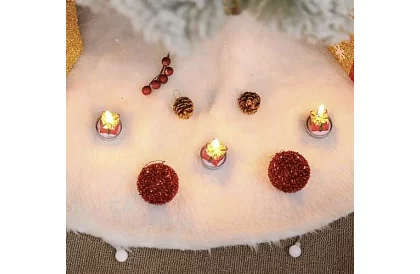 Podkładka pod choinkę – 150 cm, biała skóra