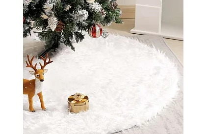 Podkładka pod choinkę – 150 cm, biała skóra