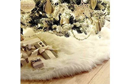 Podkładka pod choinkę – 120 cm, biała skóra