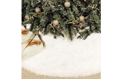 Podkładka pod choinkę – 120 cm, biała skóra