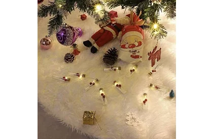 Podkładka pod choinkę – 120 cm, biała skóra