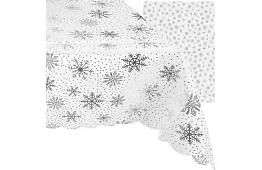 Obrus z płatków śniegu 180 x 140 cm – białosrebrny