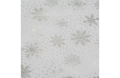 Obrus z płatkami śniegu 260 x 140 cm – białosrebrny