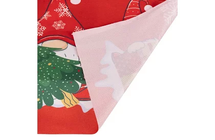 Długi bieżnik świąteczny 180 x 40 cm – czerwony z elfami