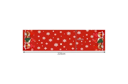 Długi bieżnik świąteczny 220 x 40 cm – czerwony z elfami