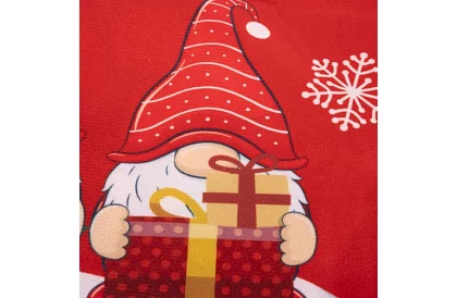 Długi bieżnik świąteczny 220 x 40 cm – czerwony z elfami