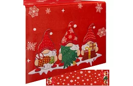 Długi bieżnik świąteczny 220 x 40 cm – czerwony z elfami