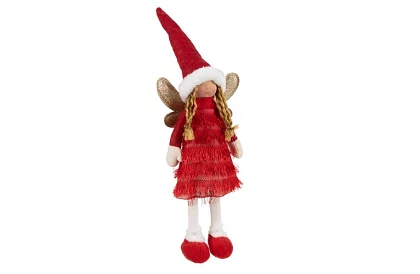 Czerwony świąteczny wróżek z skrzydłami – 40 cm