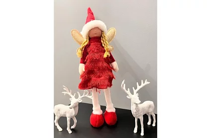 Czerwony świąteczny wróżek z skrzydłami – 40 cm