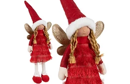 Czerwony świąteczny wróżek z skrzydłami – 40 cm