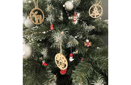 Świąteczne drewniane ozdoby - 10 sztuk