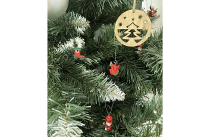 Świąteczne drewniane ozdoby - 10 sztuk