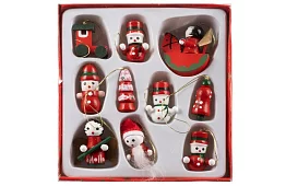 Świąteczne drewniane ozdoby - 10 sztuk