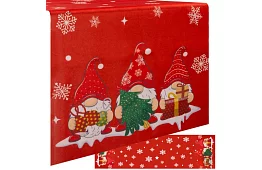 Długi bieżnik świąteczny 150 x 40 cm – czerwony z elfami