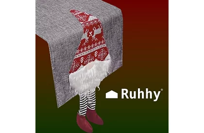 Długi bieżnik świąteczny z elfem 215 x 34 cm