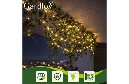 Dekoracyjny zewnętrzny łańcuch solarny 15 metrów – ciepła biała