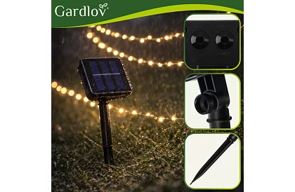 Dekoracyjny zewnętrzny łańcuch solarny 15 metrów – ciepła biała