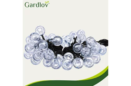 Dekoracyjny zewnętrzny łańcuch solarny Balls – 7 metrów, ciepła biała