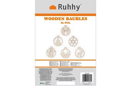 Drewniane ozdoby świąteczne 36 sztuk