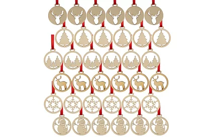 Drewniane ozdoby świąteczne 36 sztuk