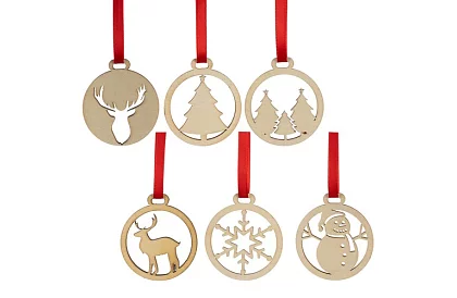 Drewniane ozdoby świąteczne 36 sztuk