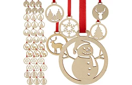 Drewniane ozdoby świąteczne 36 sztuk