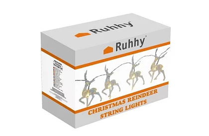 Świąteczny łańcuch LED na baterie 145 cm - Renifery świetlna girlanda