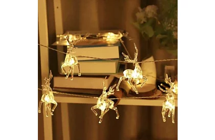 Świąteczny łańcuch LED na baterie 145 cm - Renifery świetlna girlanda