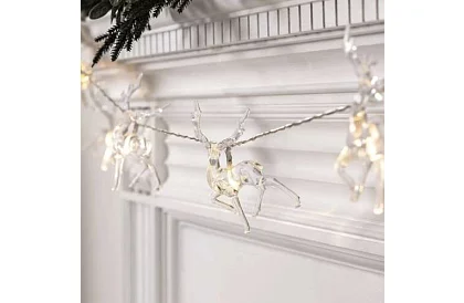 Świąteczny łańcuch LED na baterie 145 cm - Renifery świetlna girlanda