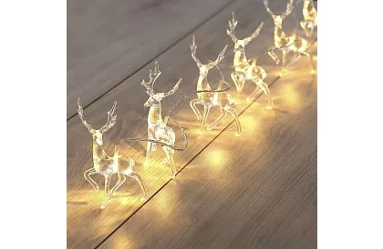 Świąteczny łańcuch LED na baterie 145 cm - Renifery świetlna girlanda