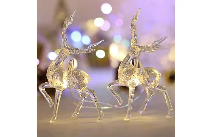 Świąteczny łańcuch LED na baterie 145 cm - Renifery świetlna girlanda