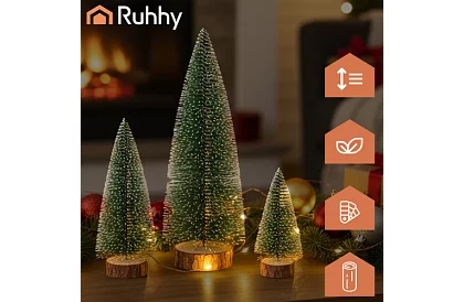 Mini choinki - zestaw 3 ośnieżonych drzewek