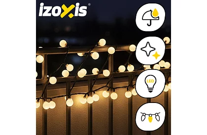 Świąteczny łańcuch LED Balls 300 LED zewnętrzny - 30m ciepła biała