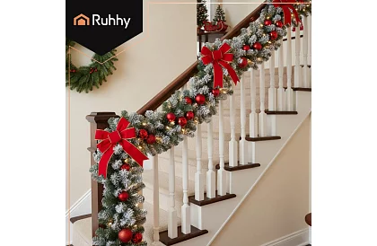 Łańcuch bożonarodzeniowy - girlanda zielono-biała 270 cm